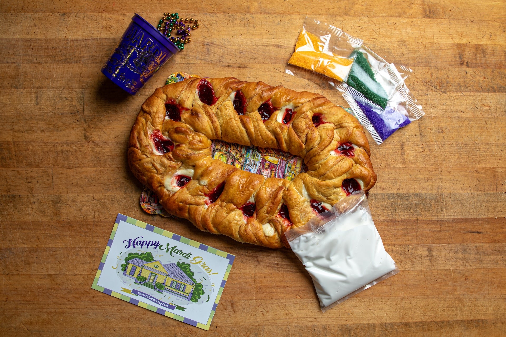 Strawberry Cheese King Cake Kit | Mardi Gras | Caluda's – Caluda's